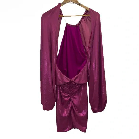 THE ATTICO Karen Mini Dress Pink Violet Lamé Cutout Cocktail US 4 IT 40 chain - Picture 11 of 16